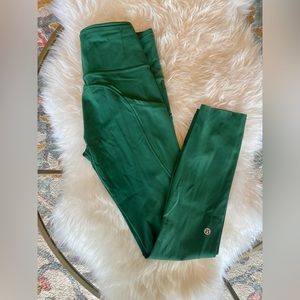 Lululemon Green Wunder Train High-Rise Tight with Pockets 25" size 4